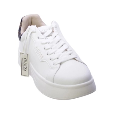 White leather sneakers with brown peony print
