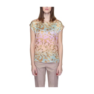 Beige Polyester Short Sleeve Blouse