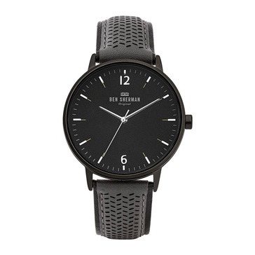 Black Leather Analog Quartz Watch