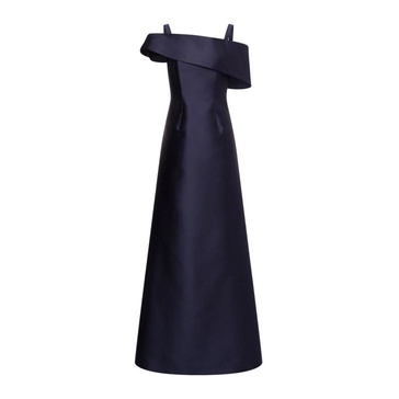 Blue Off-Shoulder Flared Dress