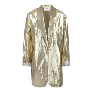 Gold Fabric Blazer with Regular Lapel