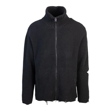 Black Zip-Up Sweater with High Neck