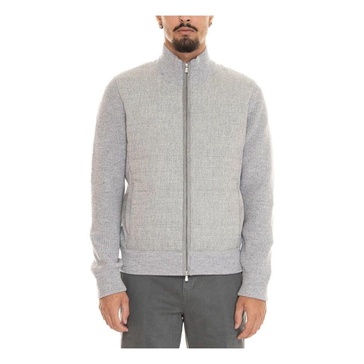 Wool Bimaterial Zip Jacket Plain Lining