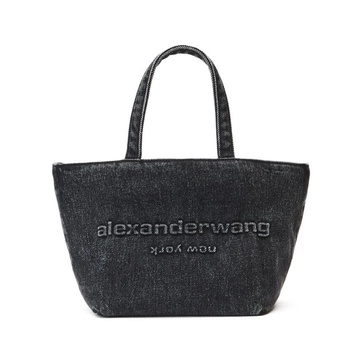 Dark Grey Denim Tote Bag