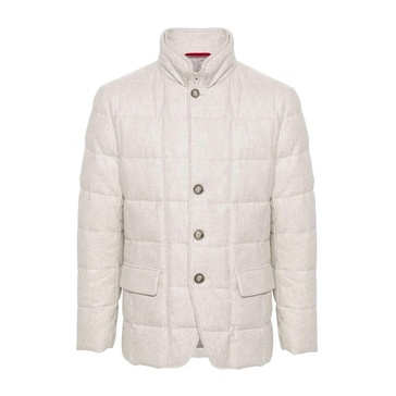 Ivory Puffer Jacket with Front Zip