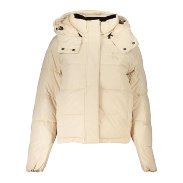 Chic Beige Long-Sleeved Jacket with Removable Hood