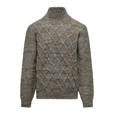 Multicoloured Yarn Turtleneck with Plait Pattern