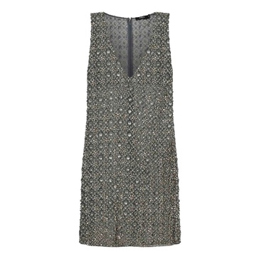 Grey Crystal Bead Embroidered Dress
