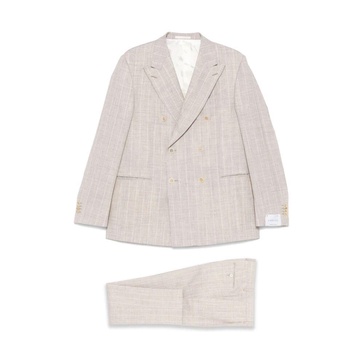 Beige Double-Breasted Suit
