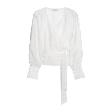 Organza Wrap Blouse with Long Belt