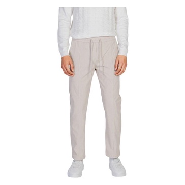 Beige Polyester Lace-Up Trousers