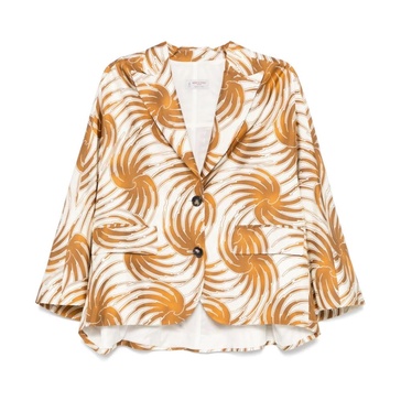 Beige Jacket with Peak Lapels