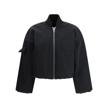 Ribbed Fleece Collar Bomber Jacket