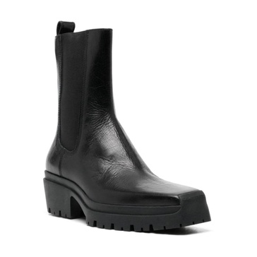 Black Moto Boots with Rubber Sole
