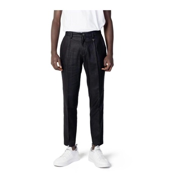 Black Linen Blend Pleated Trousers