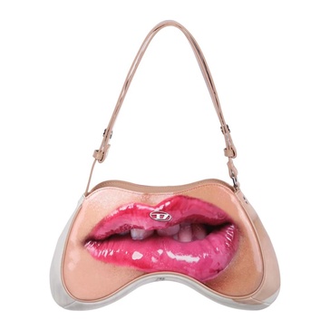 Glossy Print Shoulder Bag with Logo