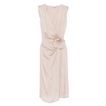 Pink Floral V-Neck Sleeveless Dress