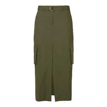 Cotton Blend Midi Cargo Skirt