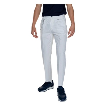 White Cotton Trousers Zip Button Fastening