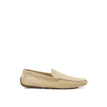 Beige Suede Moccasin with Rubber Sole