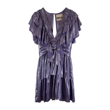 Short Flared Dress with V-Neck
