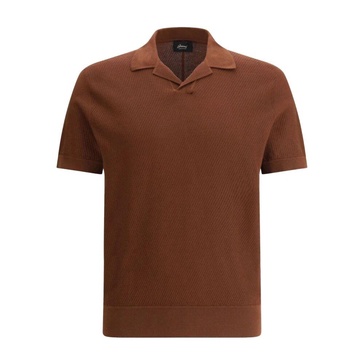 Brown Jacquard Cotton Short-Sleeved Polo