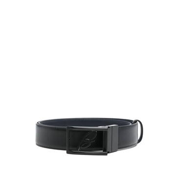 Black Logo Buckle Plain Belt