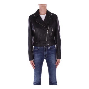 Black Leather Zipper Coat