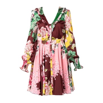 Floral Midi Dress with V-Neck and Button Front
