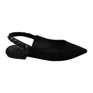 Dolce & Gabbana Sling Back Flats with Black Crystals