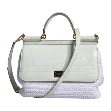 White Leather Crossbody Bag with Gold Hardware