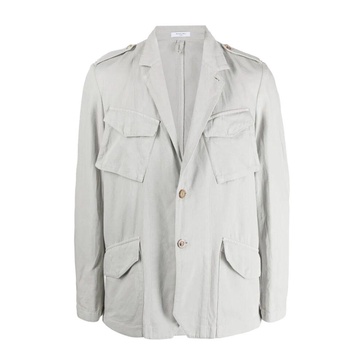 White Linen Single-Breasted Jacket