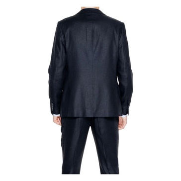 Black Linen Blend Blazer with Buttons