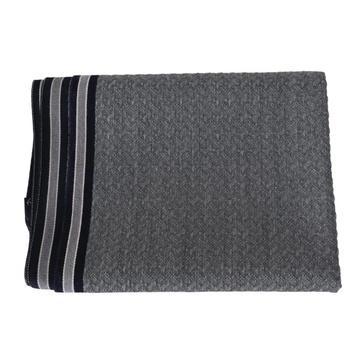 Striped Wool Scarf with Logo Embroidery
