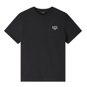Black Unisex Straight Cut T-shirt with White Embroidery