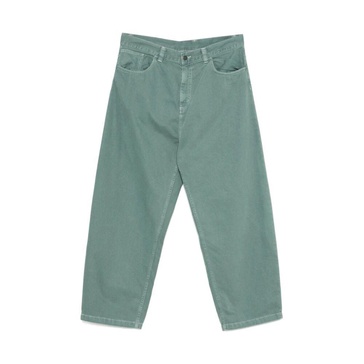 Green Classic Jeans with Contrast Stitching