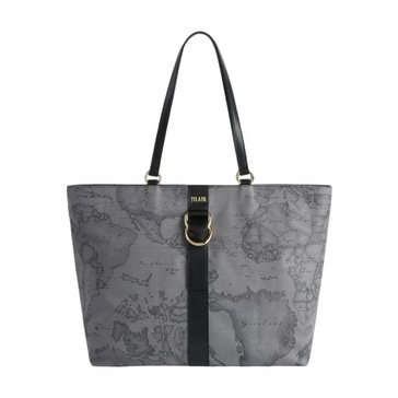 Geo Dark Shopper Bag in Grey