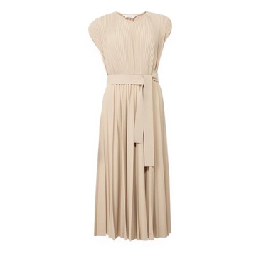 Pleated midi dress with adjustable belt