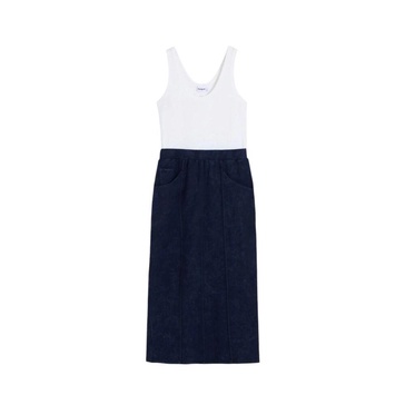 Blue Sleeveless Dress with Front Pockets