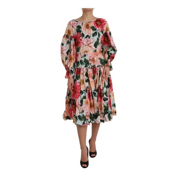 Floral Print A-line Midi Dress