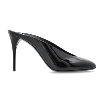 Patent heeled mules