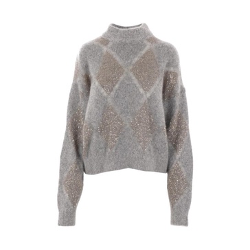 Gray Dazzling Argyle Sweater