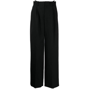 Black Wide-Leg Trousers with Crystal Embellishment