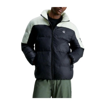 Colorblock Jacket with High Collar