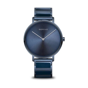 Men's Ceramic Watch 39 mm Sapphire Glass 5 ATM High-Tech Ceramic Slim Design Bracelet Stainless Steel Band with Ceramic Elements 18539-797