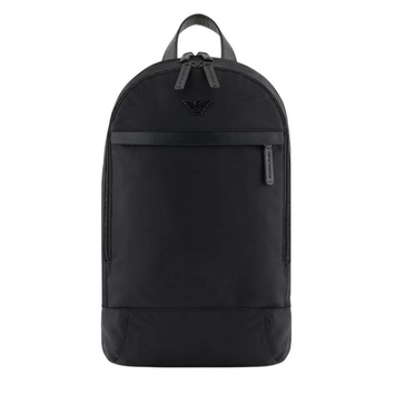 Black Nylon Backpack with Eagle Plaque