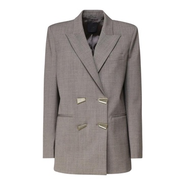 Grey Blazer Jacket with Peak Lapel