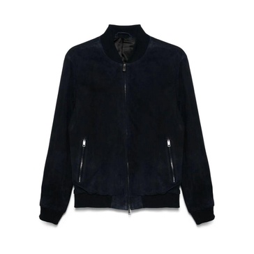Navy Blue Zip-Front Outerwear