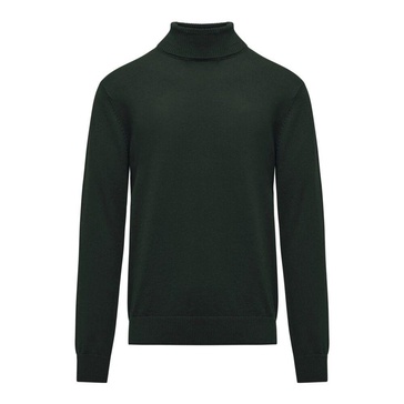 Plain-knit Turtleneck Sweater with Ribbed Neck
