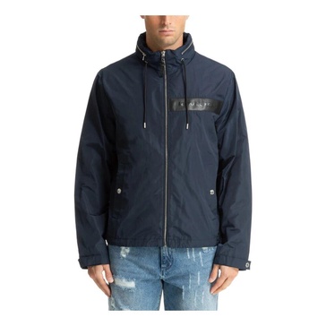 Drawstring Zip Plain Jacket with Concealed Hood